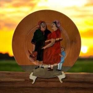Tuscan Storefronts Guy Buffet 8" Salad Dessert Plate Two Women Bread Store